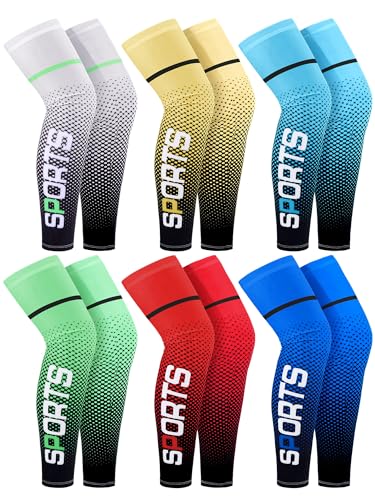 Suhine 6 Pairs Sports Leg Sleeves UV Protect Compression Long Knee Sleeves for Men Women Basketball Football Running Cycling - style: Elegant