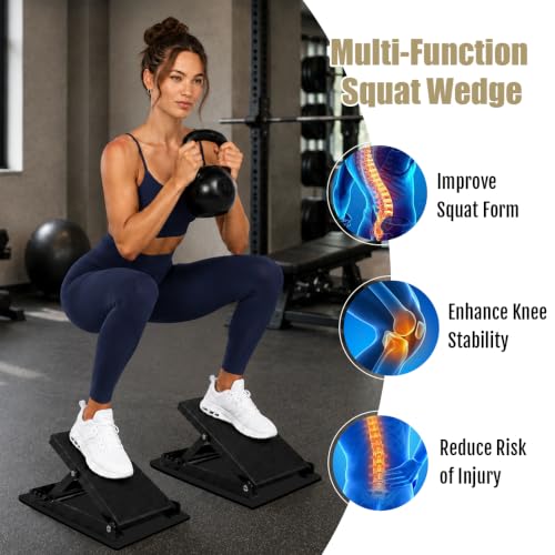 Steel Slant Board for Calf Stretching, Adjustable Squat Wedge Block for Squats to Improve Mobility Balance & Strength Performance
