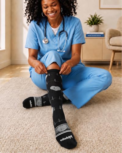 LYCRA® Compression Socks for Women,20-30 mmHg - color: Nurse Heart, size: Large-X-Large