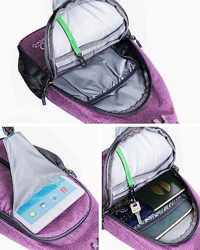 WATERFLY Crossbody Sling Backpack Sling Bag Travel Hiking Daypack - color: Purple(other Style)