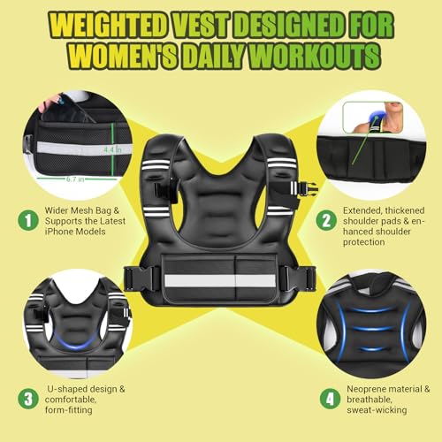 Adjustable Weighted Vest for Women, 6-12lb U-Shaped Weight Vest for Walking