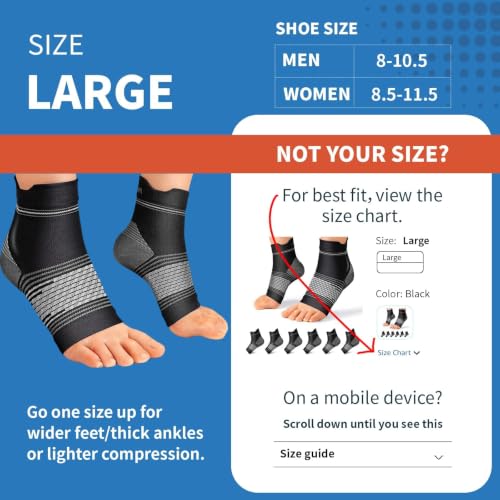 PAPLUS 6 Pairs Compression Socks Women & Men for Plantar Fasciitis Relief - color: Black, size: Large(6 Pair)