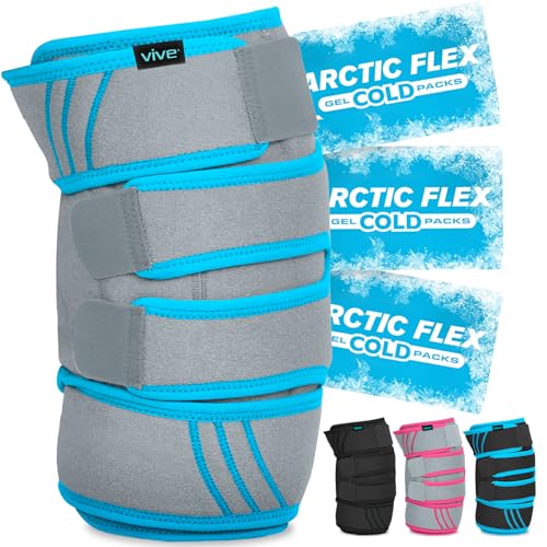 Vive Knee Ice Pack Wrap - Cold/Hot Gel Compression Brace for Pain Relief - color: Gray