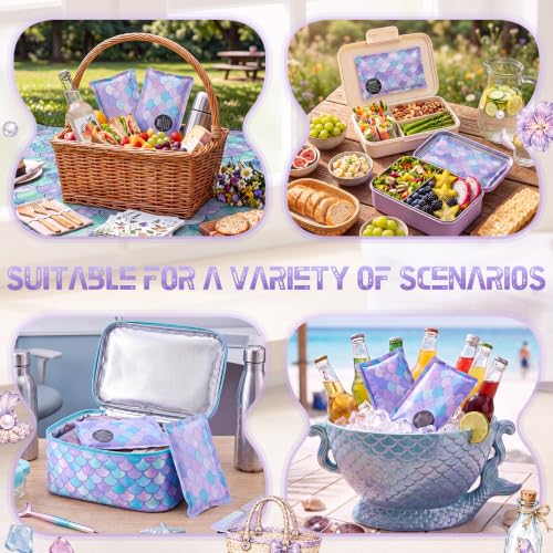 VIHOSE 2 Pcs Ice Packs for Lunch Box Bag - color: Purple, style: Mermaid