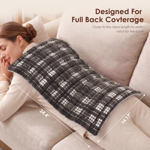 Extra Large Microwave Heating Pad for Back, 24.4 X 14.17 Tartan Grey - color: Heat Pad07 -Tartan Grey
