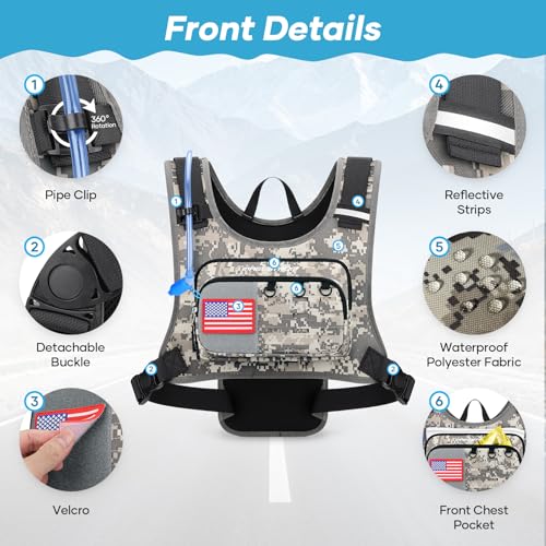 Maelstrom Hydration Running Vest with 2L Water Bladder for Men Women - color: Camo