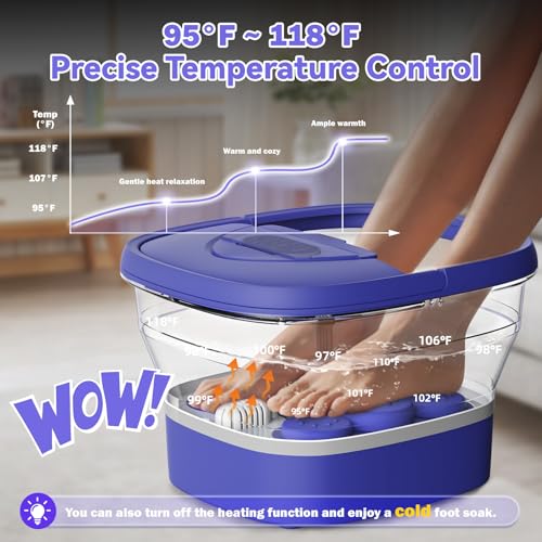 Collapsible Foot Spa with Heat, Remote,Timer, and Massage - color: Purple