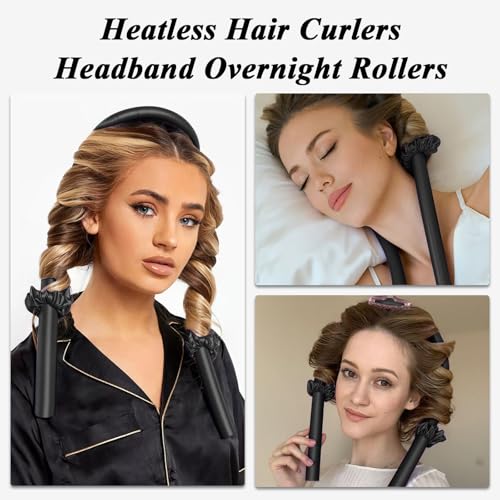 Rods Curlers Set Foam Hair Curlers for Short and Long Hair, No Heat Foam Rollers(Black) - color: Black