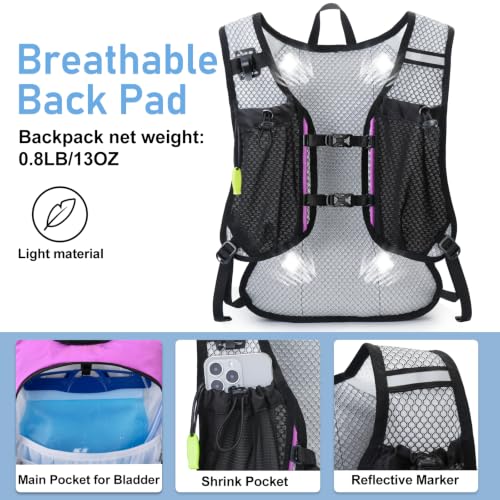 Lightweight Hydration Backpack, Running Backpack with 2L Water Bladder - color: Pink