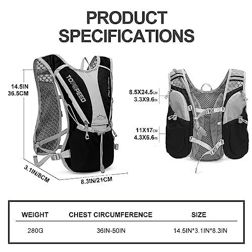Hydration Pack Backpack, IX INOXTO Running Hydration Vest with 1.5L ( 50 oz) Water Bladder for Men Women, Lightweight Water Backpack for Hiking Cycling Climbing Camping