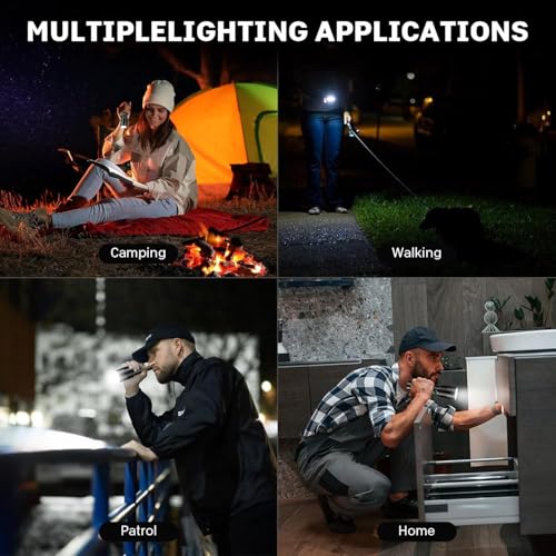 Kmivo Rechargeable LED Flashlights High Lumens - 99,000 lm Super Bright Flash Light with 6 Modes, Adjustable Light, Powerful Handheld Linternas for Home, Camping（2 Packs - size: Small