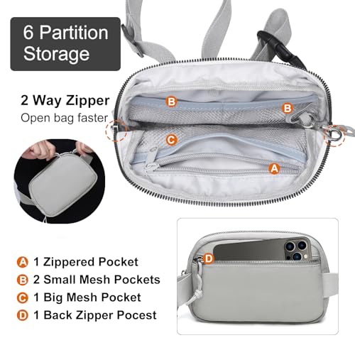 Mini Belt Bag for Women, RFID Small Fanny Pack, Womens Fashion Waist Packs with Extender Strap, Crossbody Bum Bags - color: J02-grey