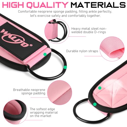 Ankle Straps for Cable Machines, Leg Straps for Glute Kick Back Accessories - color: Black Pink