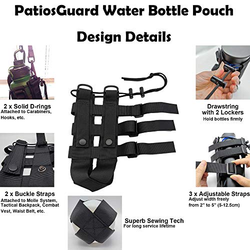 Molle Tactical Water Bottle Holder Pouch Adjustable for 16oz-50oz Bottles - color: Brown