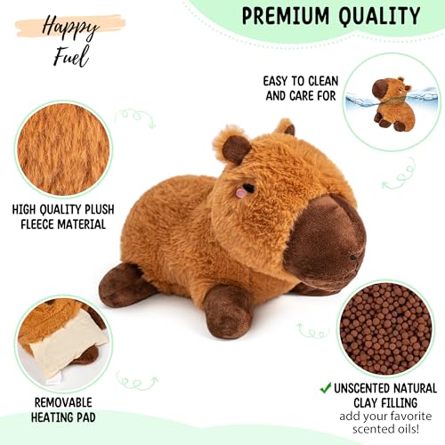 Happy Fuel Capybara Microwavable & Weighted Stuffed Animals -1.5 Lbs Unscented Heating Pad for Period Cramps Pain Relief and Anxiety, Cute Capybara Plush Toys Gifts for Women Girls Adults and Kids - color: Capybara