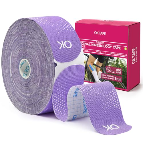 OK TAPE Synthetic Kinesiology Tape Bulk Roll, Precut Strips for Knee, Wrist - color: Purple, size: 1 Bulk Roll-Dot