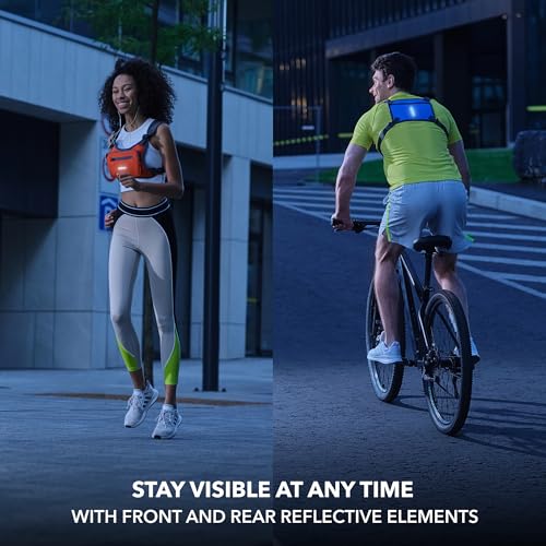 Running Chest Pack, Reflective Vest, Water Repellent, Phone Holder, Workout Bag for Runners, Cycling, Biking, EDC Pouch, Jogging Carrier, Hidden Pocket, Men & Women, Lightweight - color: Blue