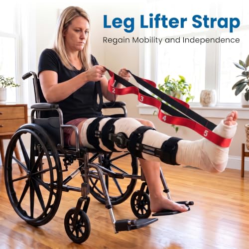 Acozycoo Stretching Strap with Loops for Physical Therapy,Knee,Leg Lifter - color: Red, size: Length: 86 Inch, Width: 1.5 Inch