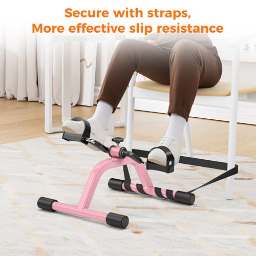 RYGEO Pedal Exerciser Mini Exercise Bike for Leg and Arm Recovery Exercise Lightweight and Portable Floor Bike - color: Pink
