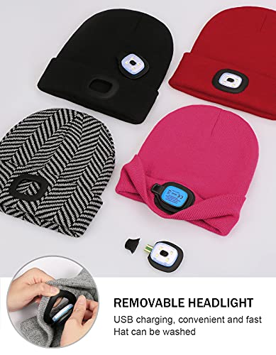 LED Beanie with The Light, Unisex Gifts for Men Dad Husband Him - color: Beige