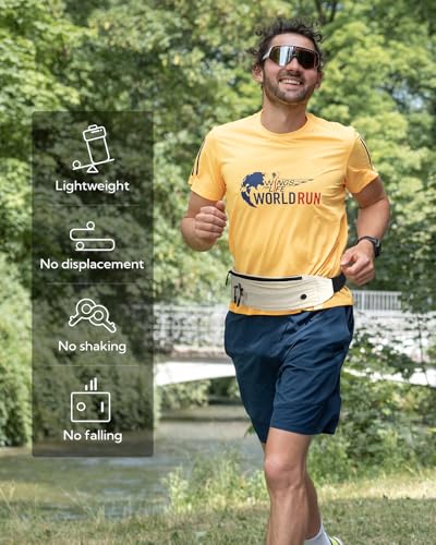 WATERFLY Running Belt Fanny Pack:Phone Holder Belt for Men Women - color: off-white