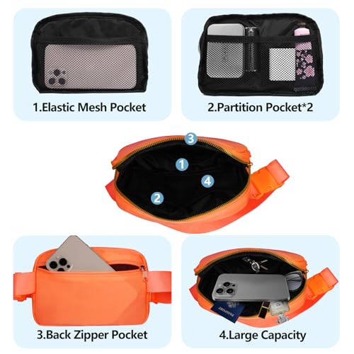 Waist Belt Bag Fashion Fanny Women and Men Gift Waist Pack With Adjustable Strap For Travel Running Hiking Walking Orange - color: Orange Fanny Pack