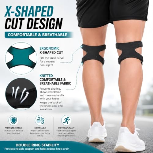 LOVIATA1 Pack Green Dual Patella Knee Strap, Knee Pain Relief Support - color: Green