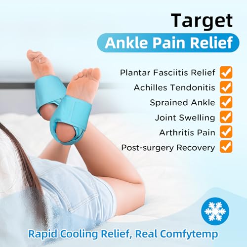 Comfytemp Ankle Ice Pack Wrap and Wrist Ice Pack Wrap Carpal Tunnel Wrist Brace, Hand Thumb Ice Packs Brace, Gel Packs for Injuries Reusable, Hot Cold Compress