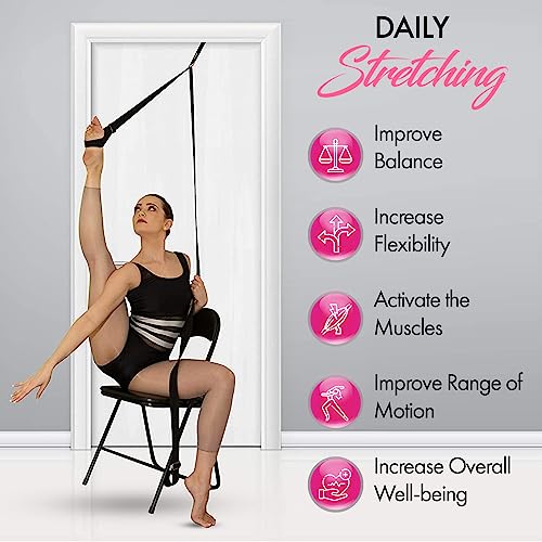 Stretching Strap with Door Anchor for Splits and Flexibility Training - color: Black