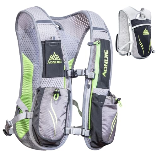 TRIWONDER Running Vest Hydration Pack Backpack for Men & Women, Lightweight Trail Marathon Run Race Vest for Cycling Jogging - color: 02 Black&Grey - Only Vest