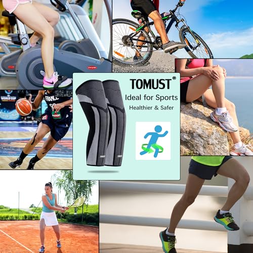 Full Leg Compression Sleeve (Pair), Thigh Support, Calf Protect, Anti Slip Long Knee Brace for Joint Pain, ACL, MCL, Meniscus Tear, Arthritis, Tendonitis, Running, Basketball, Football, L
