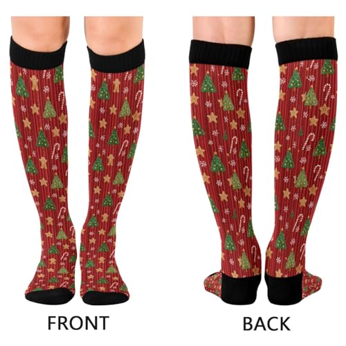 Wusikd Heartbeat Symbol Compression Socks for Women and Men Circulation Black Long Socks for Athletic Running 1 - color: Christmas Tree