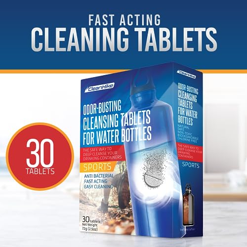 CleanHike Water Bottle Cleaning Tablets for Tumblers, 30 Ct, No Scrub - size: 30 Count (Pack of 1)