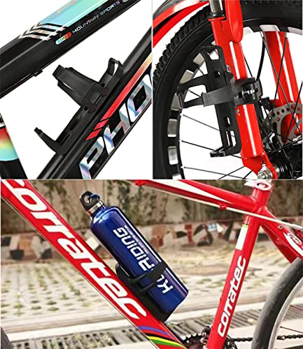 2 Pack Bike Bottle Holder, Universal Bicycle Water Bottle Cage Holder, Water Cup Holder for Bike Stroller Walker, Adjustable Mountain Bike Drink Cup with 360 Degree Rotating for Cycling MTB Black+Red
