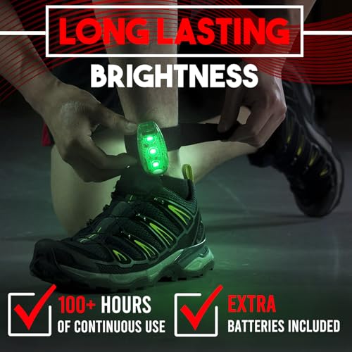 LED Safety Lights 4 Pack, Clip On High Visibility Strobe Light for Walk Run - color: Green