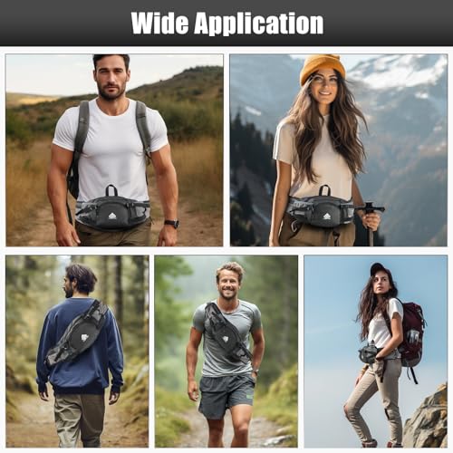 Fanny Pack Waist Bag with Water Bottle Holder for Men Women Running Hiking Travel Dog Walking Workout Cycling Outdoor (Black) - color: Black