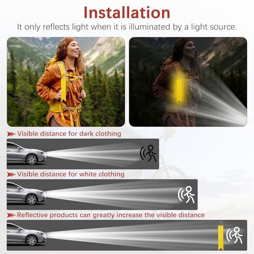 Safety Reflector Pendants - Reflective Safety Keychain Gear with Chain Use for Backpack & Running & Cycling - color: Golden