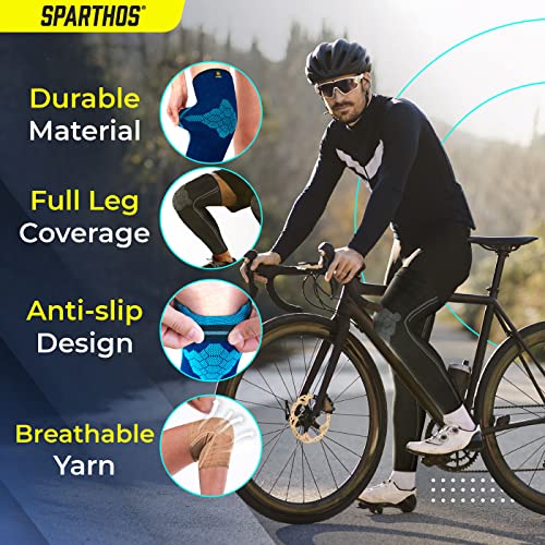 Sparthos Compression Leg Sleeve Men, Full Leg Compression Sleeve, Black-XS - color: Midnight Black, size: X-Small