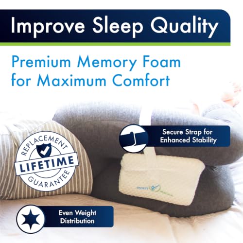Sports Medica Knee Pillow for Side Sleepers, Memory Foam Leg Pillow Cushion - color: White