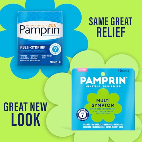 Pamprin Multi-Symptom Formula, with Acetaminophen, Menstrual Period Symptoms Relief including Cramps, Pain, Bloating, and Irritability 40 Caplets - style: Multi-symptom
