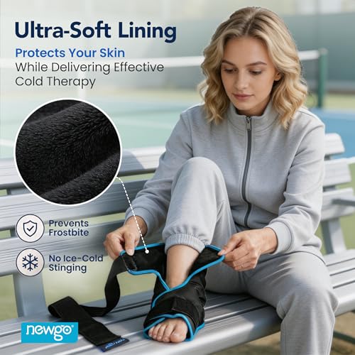 NEWGO Foot Ice Pack Wrap, Cold Compression for Plantar Fasciitis, Black - color: Black-1 Pack