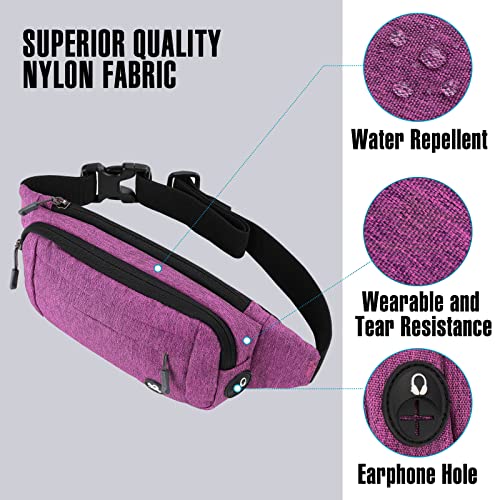 WATERFLY Small Fanny Pack Crossbody Lightweight Waist Bag for Woman Man - color: Purple