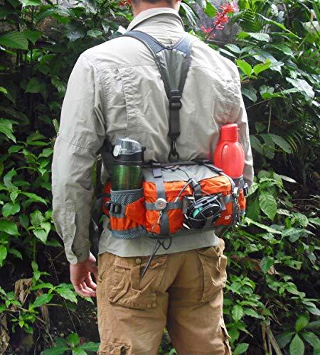 VISCNE Outdoor Fanny Pack Hiking Fishing Waist bag 2 Water Bottle Holder Lumbar Pack - color: Red