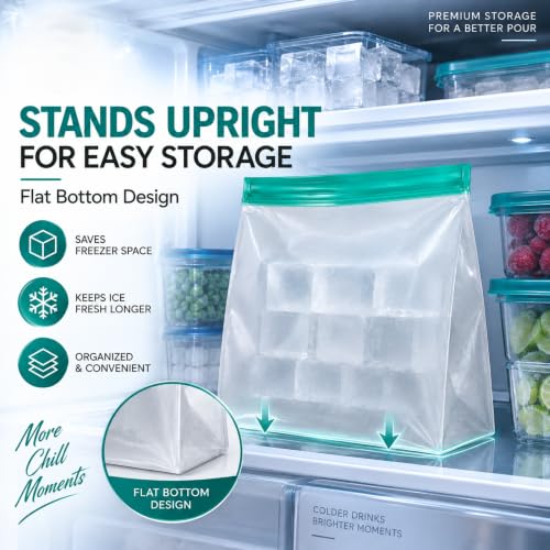 Ice Storage Bags PEVA, 3 Pack Reusable Leakproof Freezer Bags for Ice - size: 3 Pack