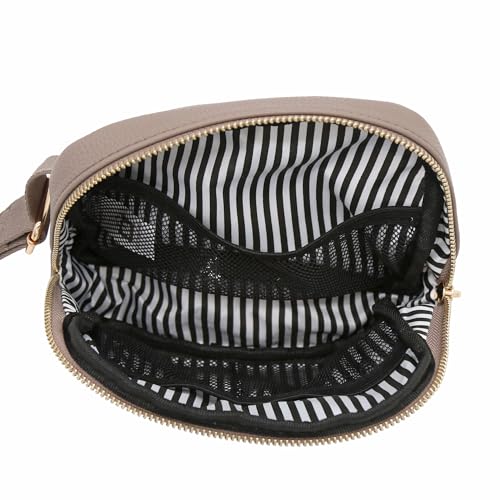 Lightweight Soft PU Pebbled Leather Sling Fanny Pack Belt Bag with Gold Metal Buckle (Dove) - color: Dove