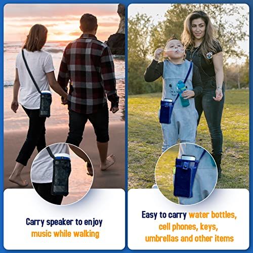 Water Bottle Holder with Strap for Walking, Hiking - color: blue & black