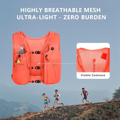 N NEVO RHINO Running Vest with 350ML TPU Soft Flask,Adjustable Chest Straps - color: Orange