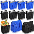 10 Pack Large 18L Insulated Grocery Bag Bulk Zippered, Blue, Black - color: Blue and Black