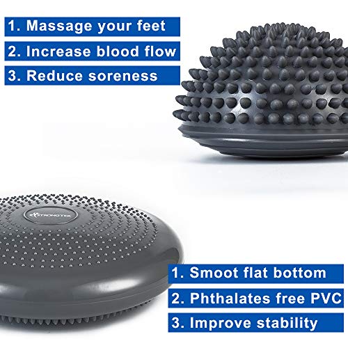 StrongTek Balance Pod Kit, 4 Hedgehog Pods, Wobble Cushion, Air Pump