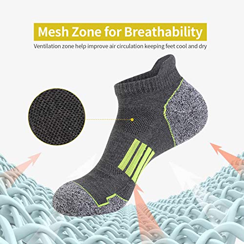 JOYNÉE Mens Ankle Athletic Low Cut Socks Running Sports Cushioned Sock for Men 6 Pack - color: Grey1